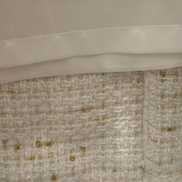 Karen Millen Metallic Tweed Peplum Hem Short Dress Ivory Size 10 - Picture 5 of 10